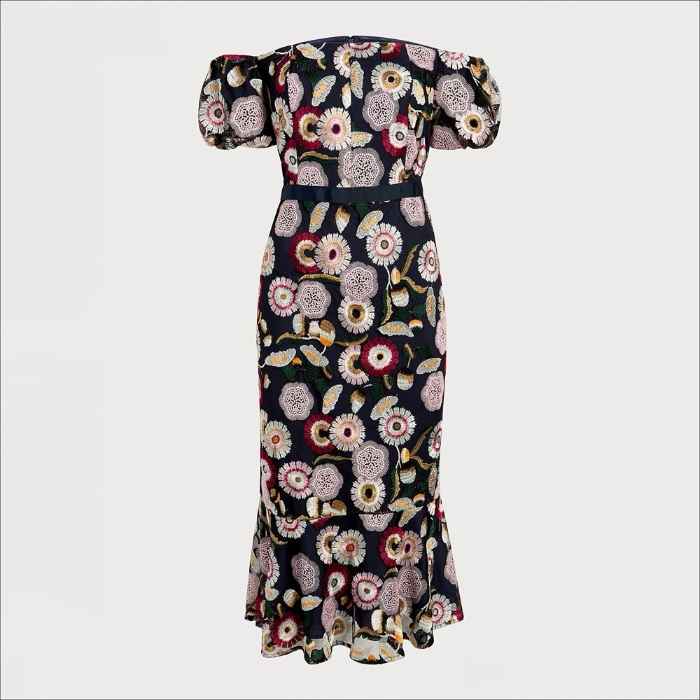 Floral Off-Shoulder Dress embroidered Sam blush mermaid pink 4 midi derby Easter